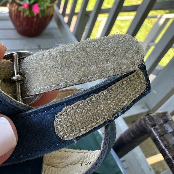 FLY LONDON Sz 40 Cune 65Fly Leather Multi Ankle Strap Sandals Blue Jade Silver - Picture 15 of 15